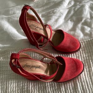 Free People strappy red heels